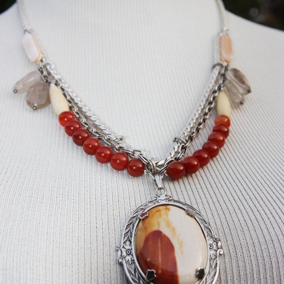 Boho Jasper Statement Necklace - Picture 4 of 5